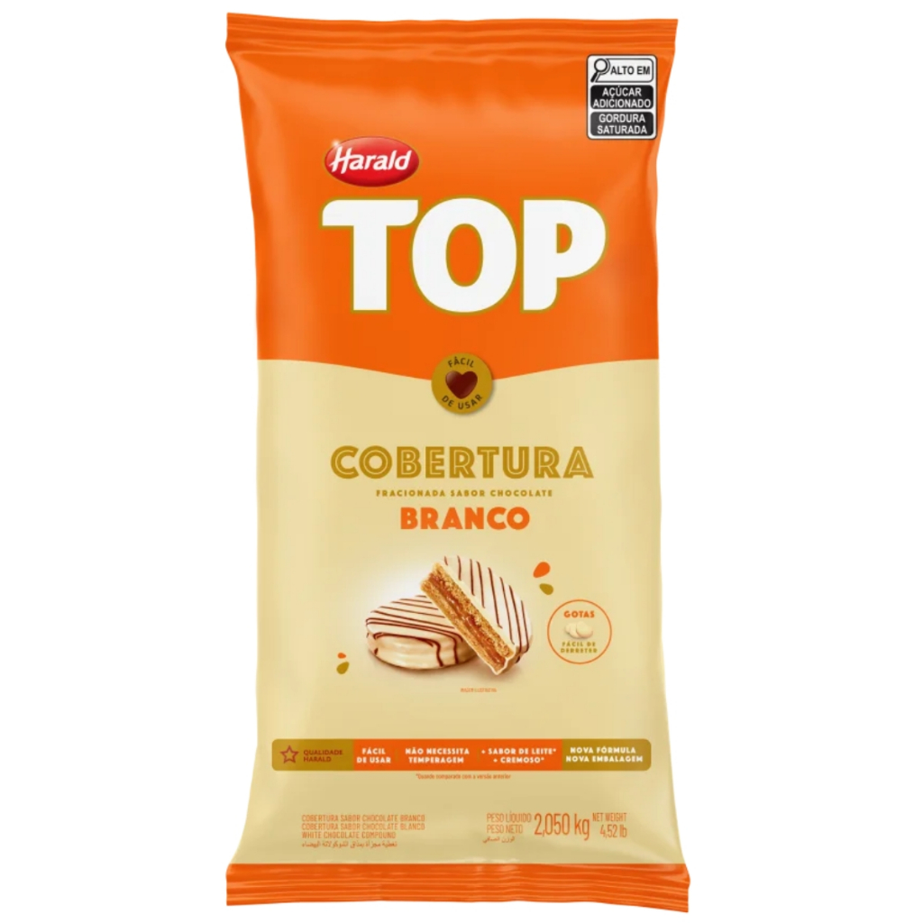 Cobertura TOP Chocolate Branco em Gotas 2,05kg Harald em Oferta na Shopee