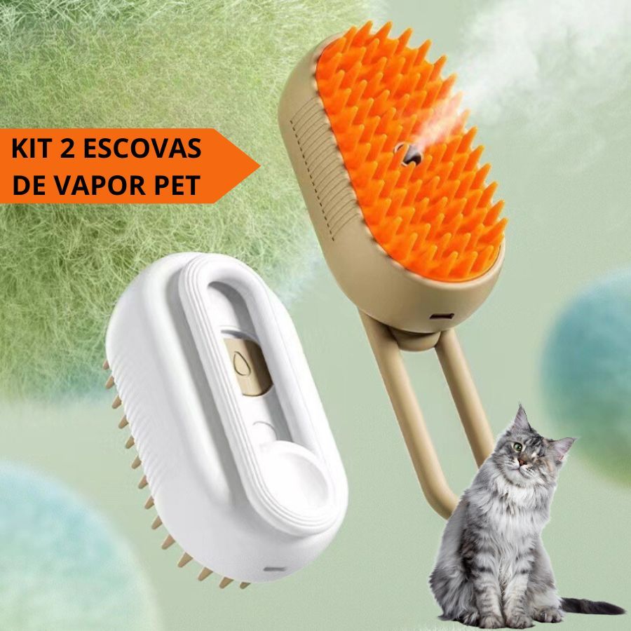 Kit 2 Escovas Elétricas 3 Em 1 Para Pêlos De Gato A Vapor Massagem Pente De Curtos Longos em Oferta na Shopee