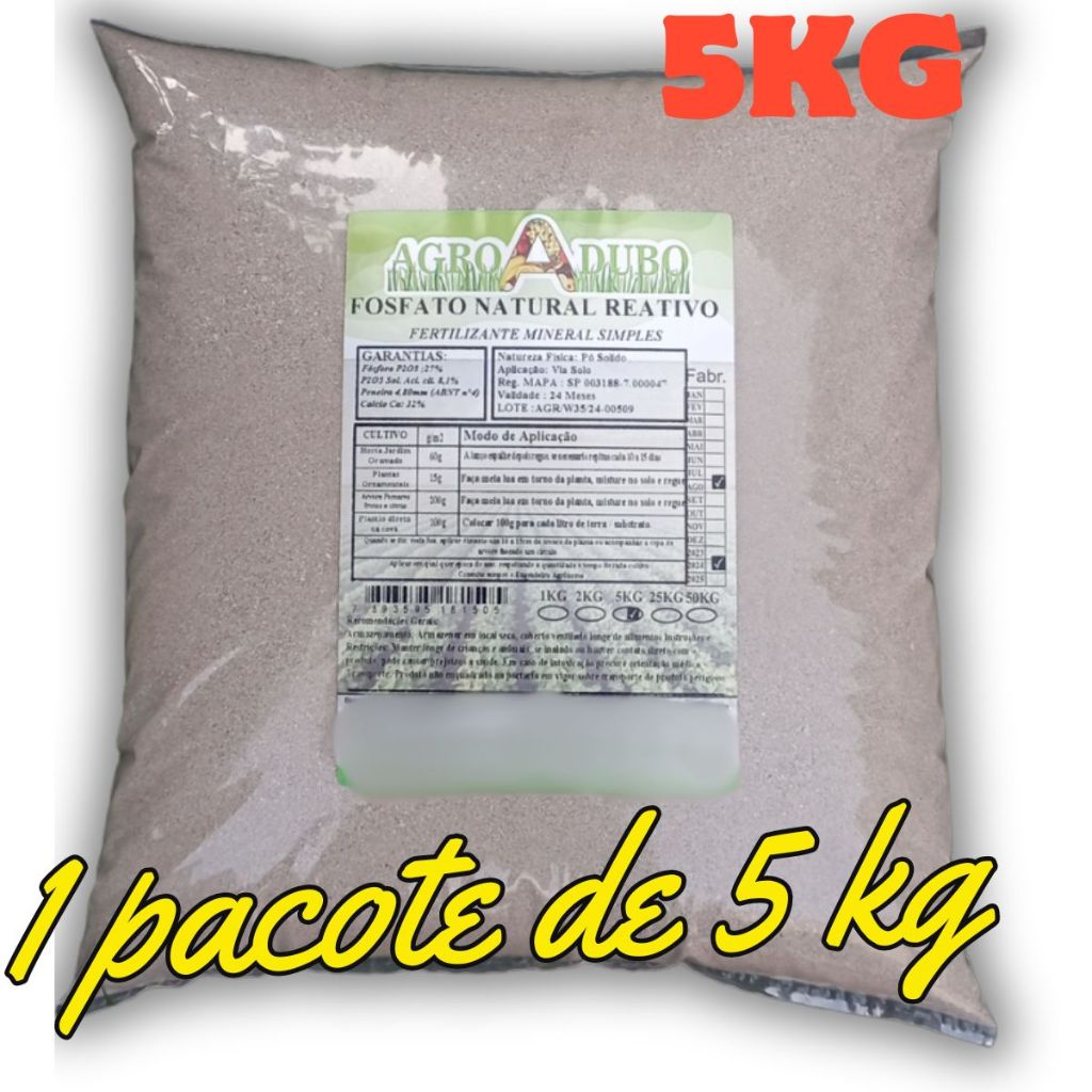 Fosfato natural reativo 5kg Rica Fonte de Fosforo- Pó de Rocha em Oferta na Shopee