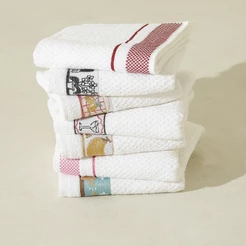 Kit 5 Toalha Pano de Copa Prato Jacquard Atoalhado Felpudo 45x70 cm 100% Algodão