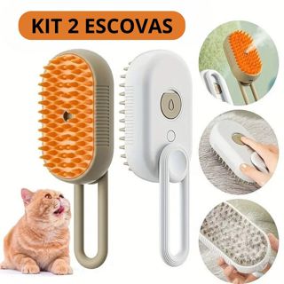 Kit 2 Escovas 3 Em 1 a Vapor para Remoção de Pelos Para Cães e Gatos em Oferta na Shopee