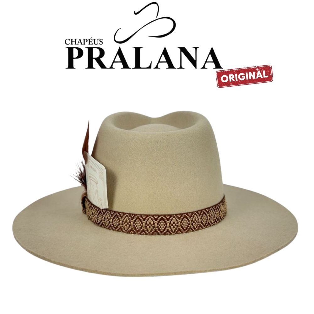 Chapéu Country Pralana Taro Aba Reta/7.5cm Marfim Carneira Elástica Original