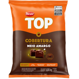Cobertura TOP Chocolate Meio Amargo em Gotas 1,01kg Harald em Oferta na Shopee