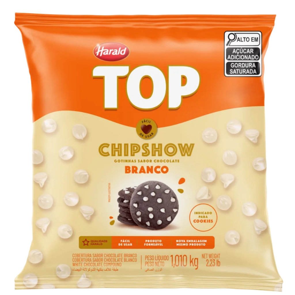 Gotas De Chocolate Forneável Top Chipshow Branco 1,010Kg - Harald