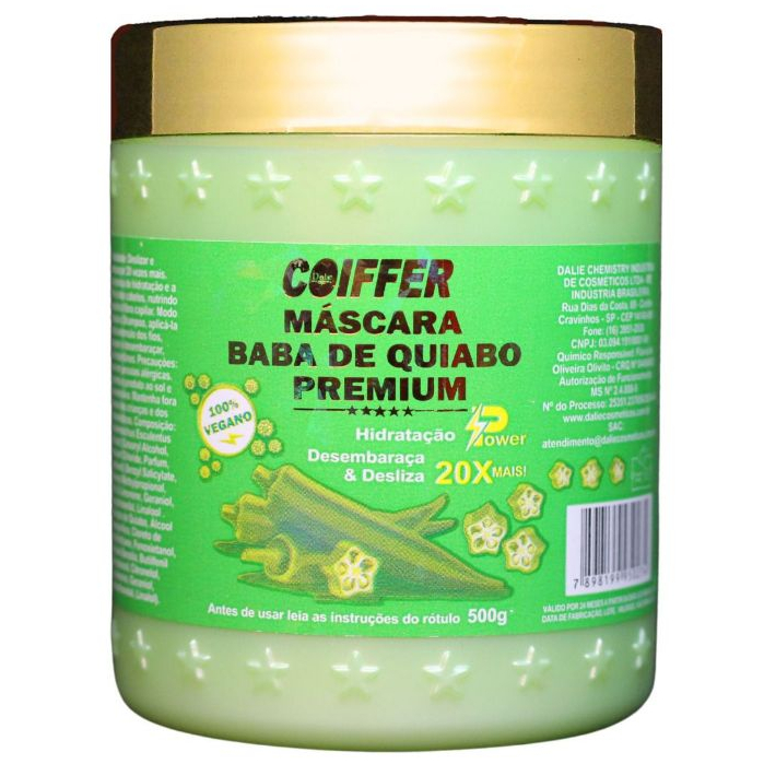 MASCARA BABA DE QUIABO PREMIUM COIFFER 500G Deslizar e desembaraçar 20 vezes mais