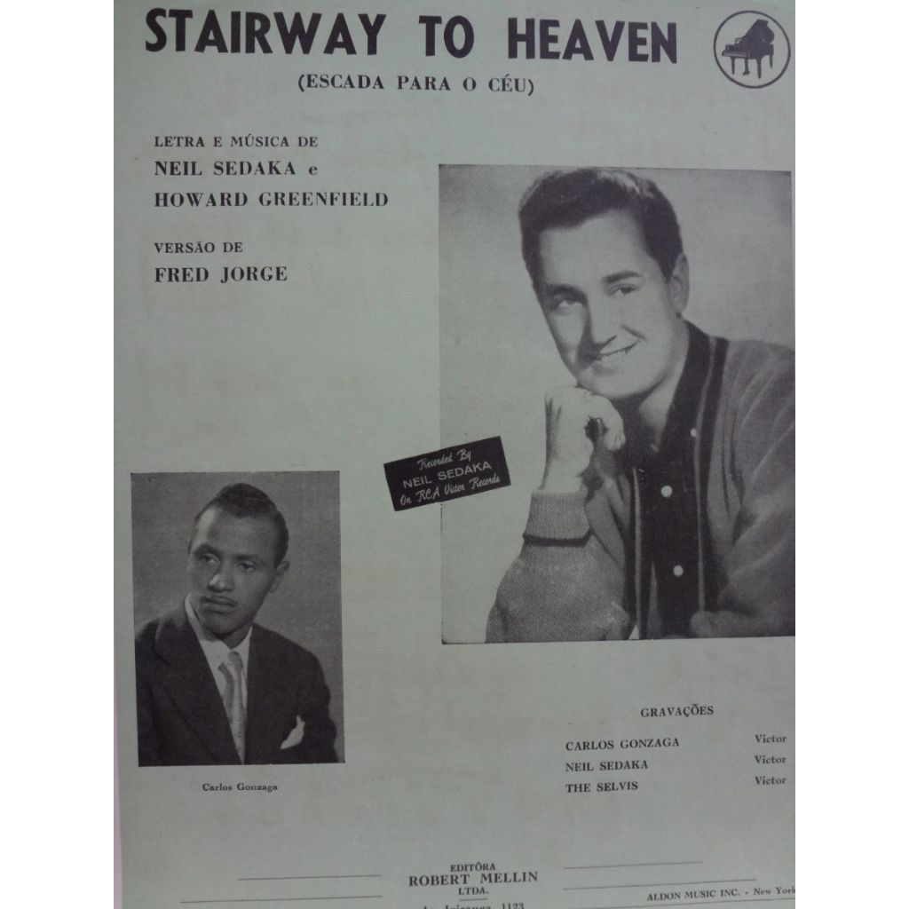 Partitura Piano Stairway To Heaven / Escada Para O Céu Letra e Musica de Neil Sedaka Versão de Fred Jorge