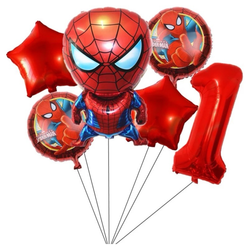 Kit C/5 Balões Metalizado Homem Aranha+Número 40Cm