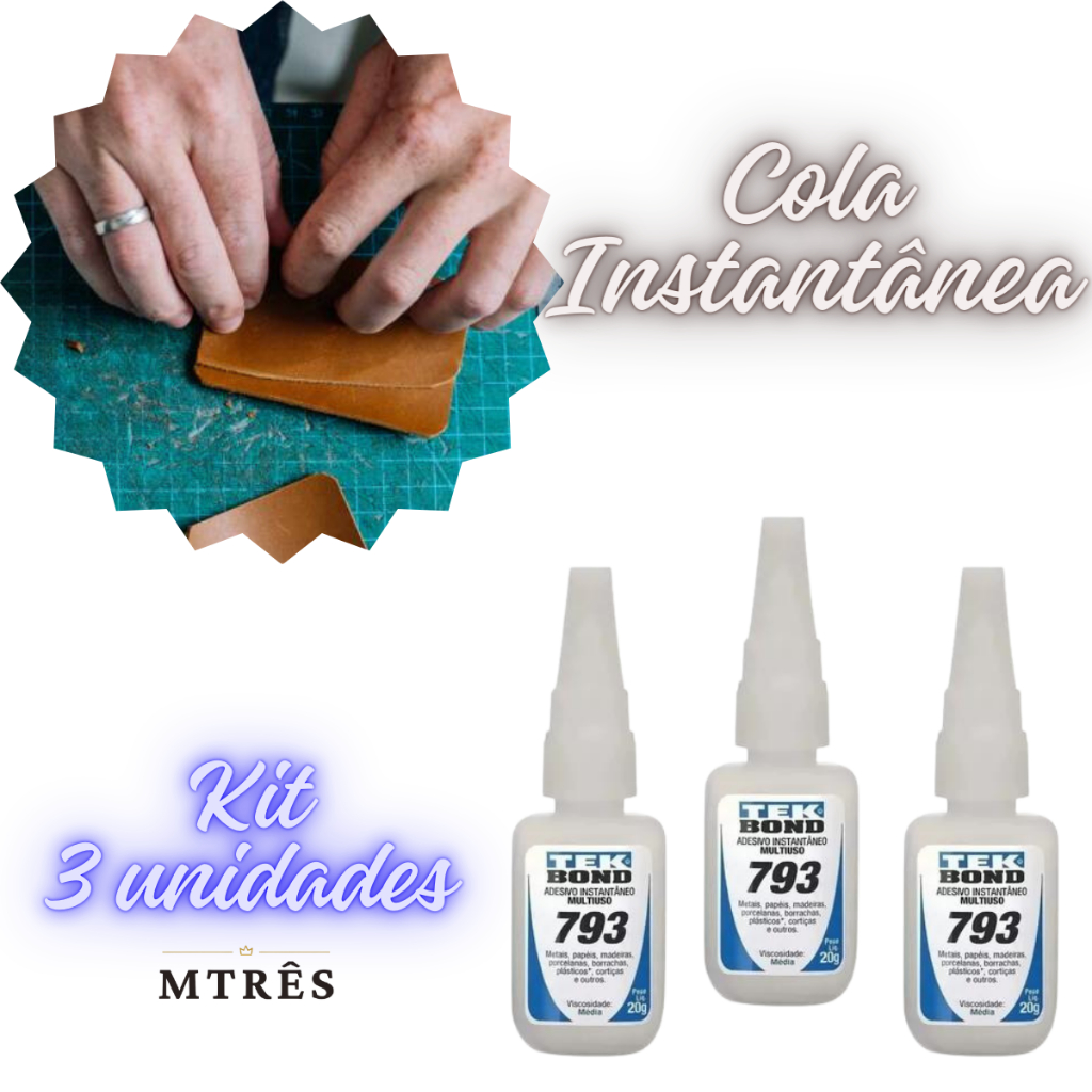 Tek Bond Cola Instantânea com 1 ou 3 itens 793 20g Tek Bond Acrigel Postiça Antientupimento