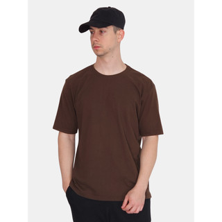Camiseta Marrom Básica Streetwear Algodão 30.1 Penteado Skatewear Oversized