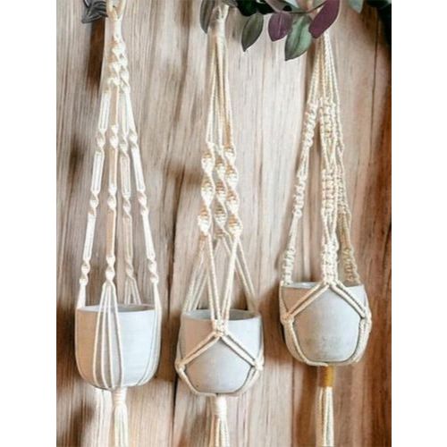 Suporte de Vaso Macramê 90cm: Kit 1 com Cordão de Algodão Natural em Oferta na Shopee