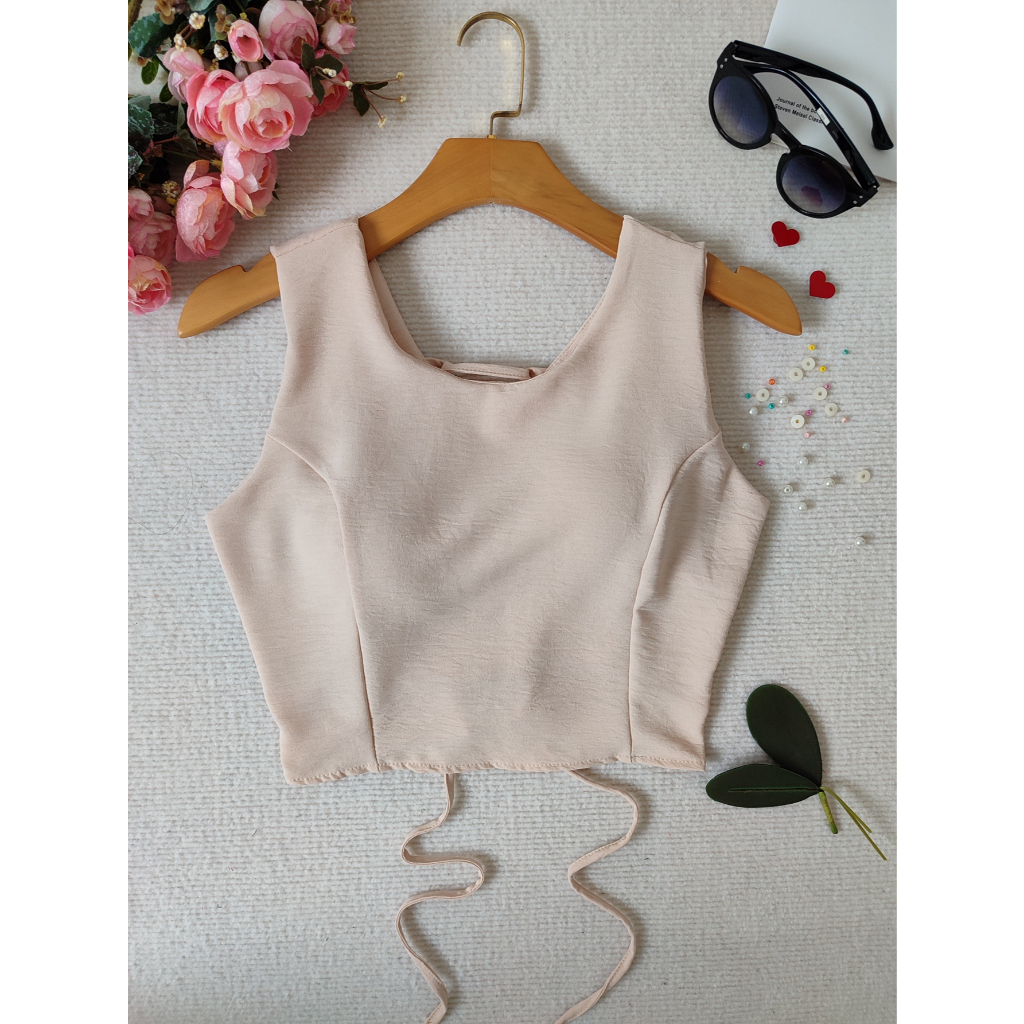 YW&X MODA cropped feminina com bojo tecido duna