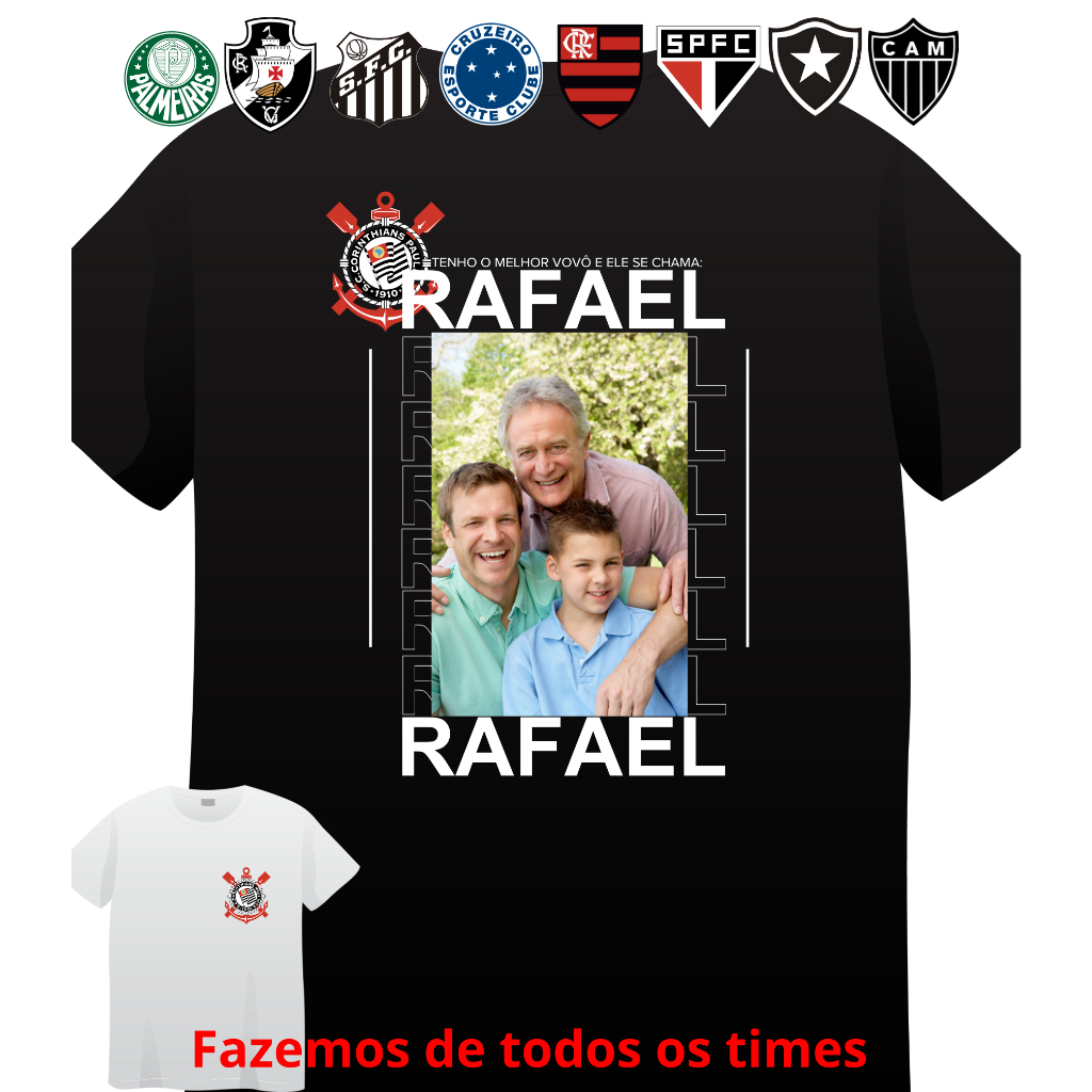 Camiseta time Vovô algodão Sua foto AQUI