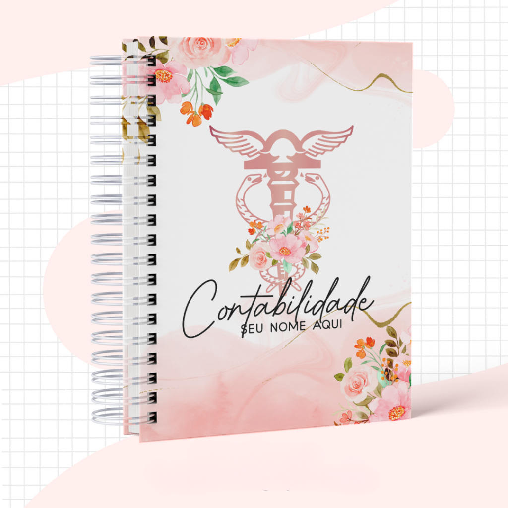 Caderno Contabilidade Personalizado Com Nome - Floral