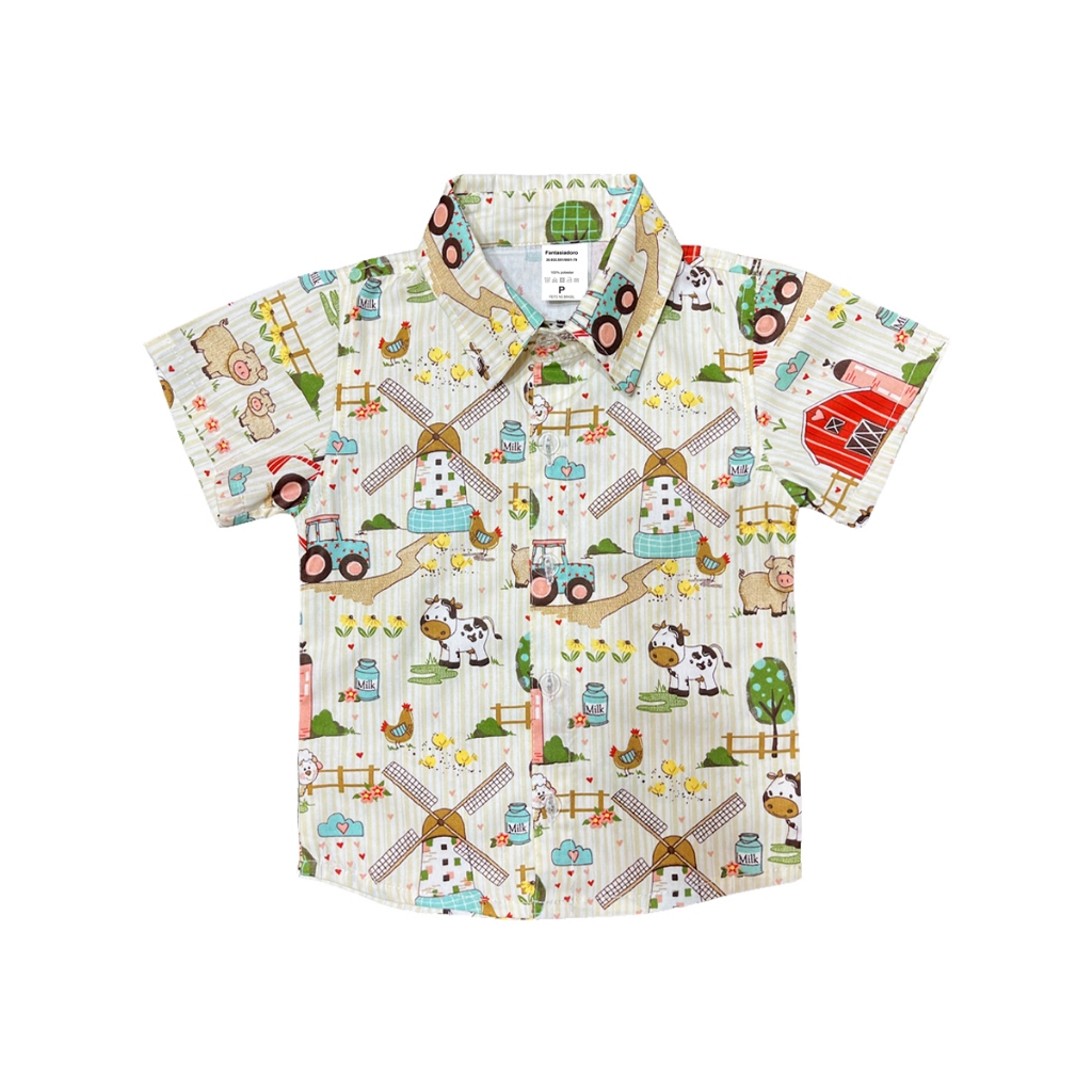 Camisa Fazendinha Manga Curta Menino Festa Aniversário Infantil em Oferta na Shopee