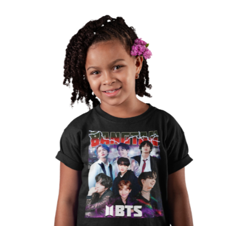 Camiseta Infantil Kpop BTS Blusa Algodão Unissex em Oferta na Shopee