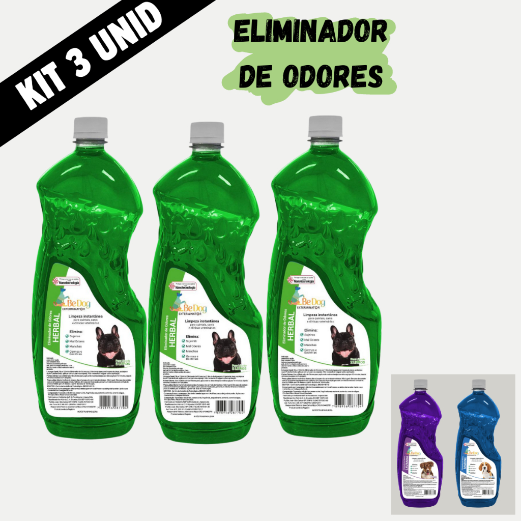 Kit C\3 Desinfetante Eliminador de Odores Ambiente com Pets 2 Litros para Cães e Gatos