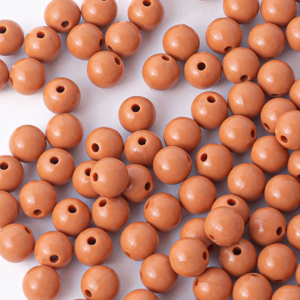 Bola Plástica Leitosa 8mm - Marrom Claro / Caramelo - (2000 Peças) 500g
