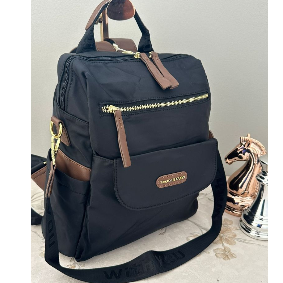 Bolsa Mochila com alças regulavéis Pavão de Ouro 2 em 1 em Oferta na Shopee