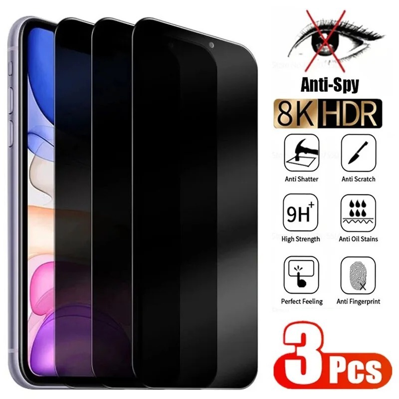 Película Privacidade Anti Spy iPhone 15 Pro Max Vidro Temperado 3D 9H Tela Toda Case Friendly