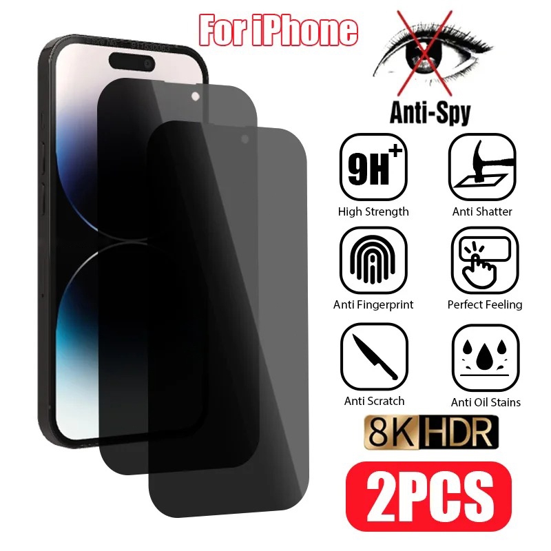 KIT 2 Película Privacidade iPhone X ao 15 PRO MAX Anti-espionagem Vidro Temperado Fácil Instalação