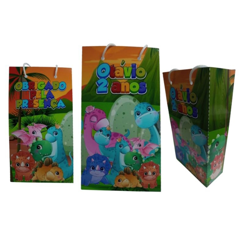 kit de Sacolinha personalizada dos dinossauros baby para festas de aniversário lembrancinha surpresa com nome e idade