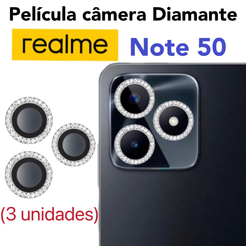 KIT Completa( 3 peças)Película câmera Diamante Para Realme Note 50 Película protege lentes de celular com Strass Brilho em Oferta na Shopee