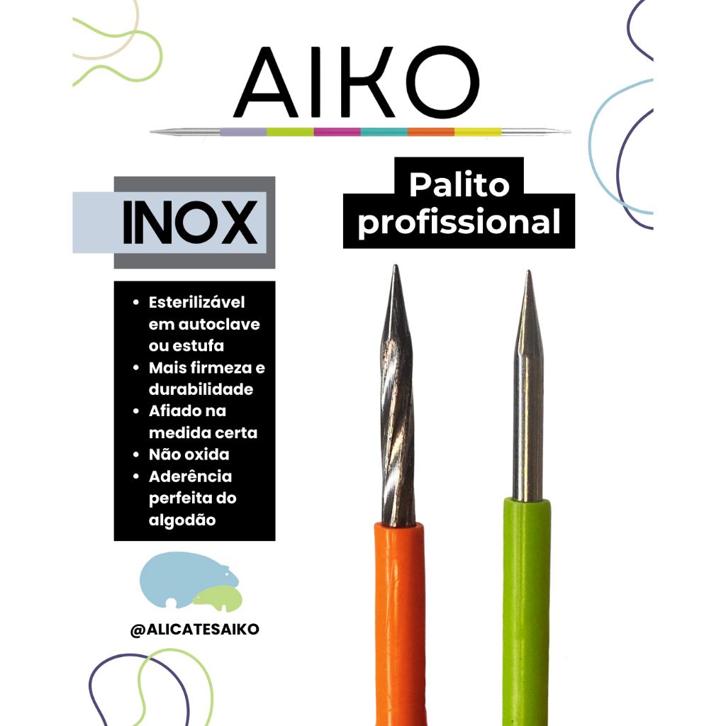 Kit Palito Unha Profissional Bastão De Inox Para Unhas Revestido Em Silicone Esterilizável Aiko em Oferta na Shopee