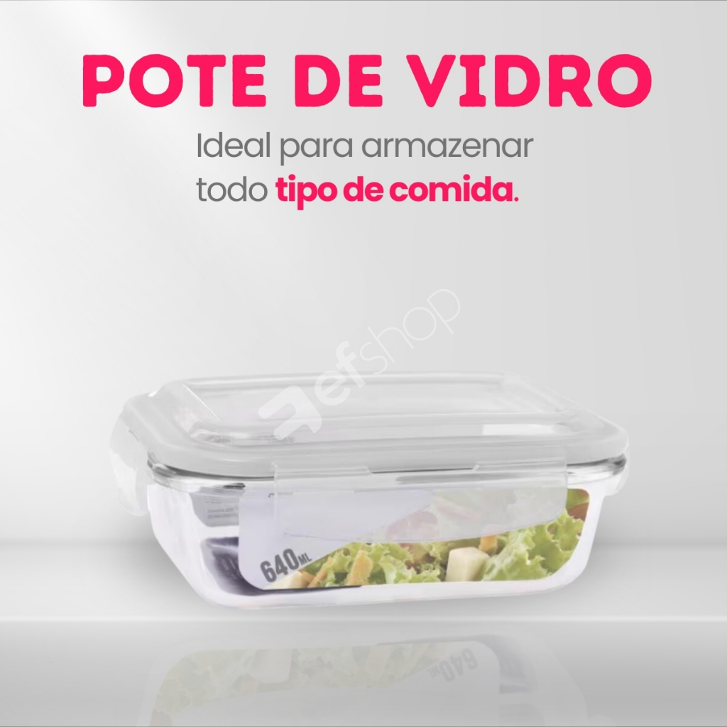 Kit Com 2 Pote Vidro Hermetico Marmita Tampa Plastico 640ml · foto 2