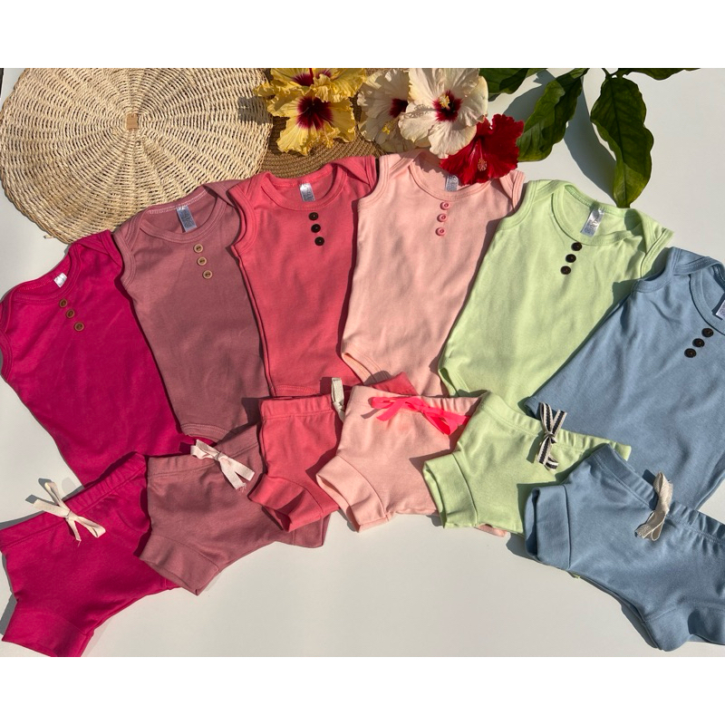 kit 6 peças  BAMBY conjunto 100%  manga curta ribana menina verão bebe infantil recém nascido algodao viscose poliester