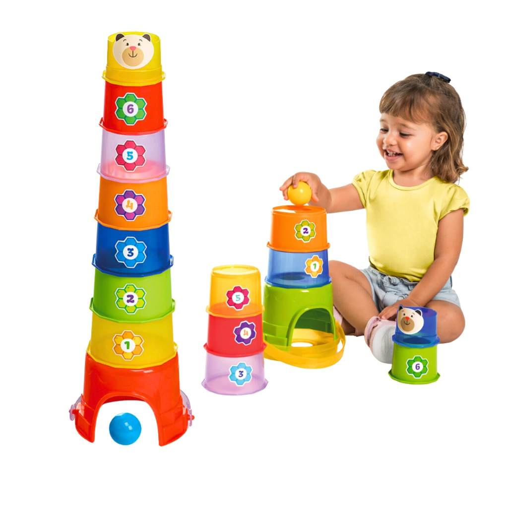 Brinquedo De Empilhar Didático Baldinho Maluco Números Para Bebês Formas De Encaixar Brinquedos Educativos Desenvolvimento Infantil Crianças Bebes +9 Meses Menino Menina
