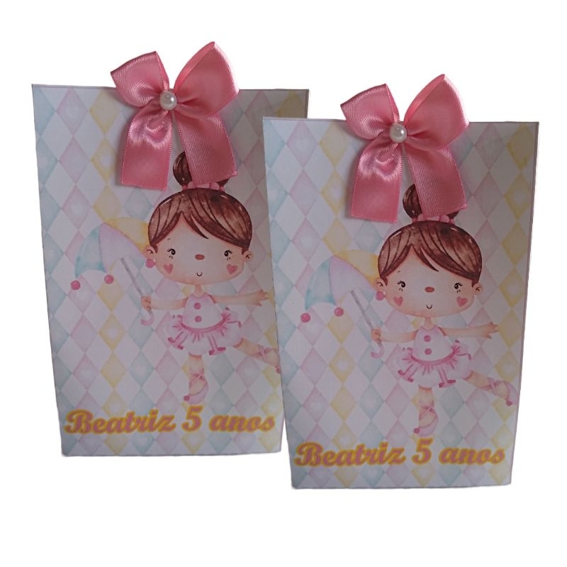 Sacolinha Personalizada Circus Bailarina Lembrancinha De aniversário. Medidas 20x14x5 cm