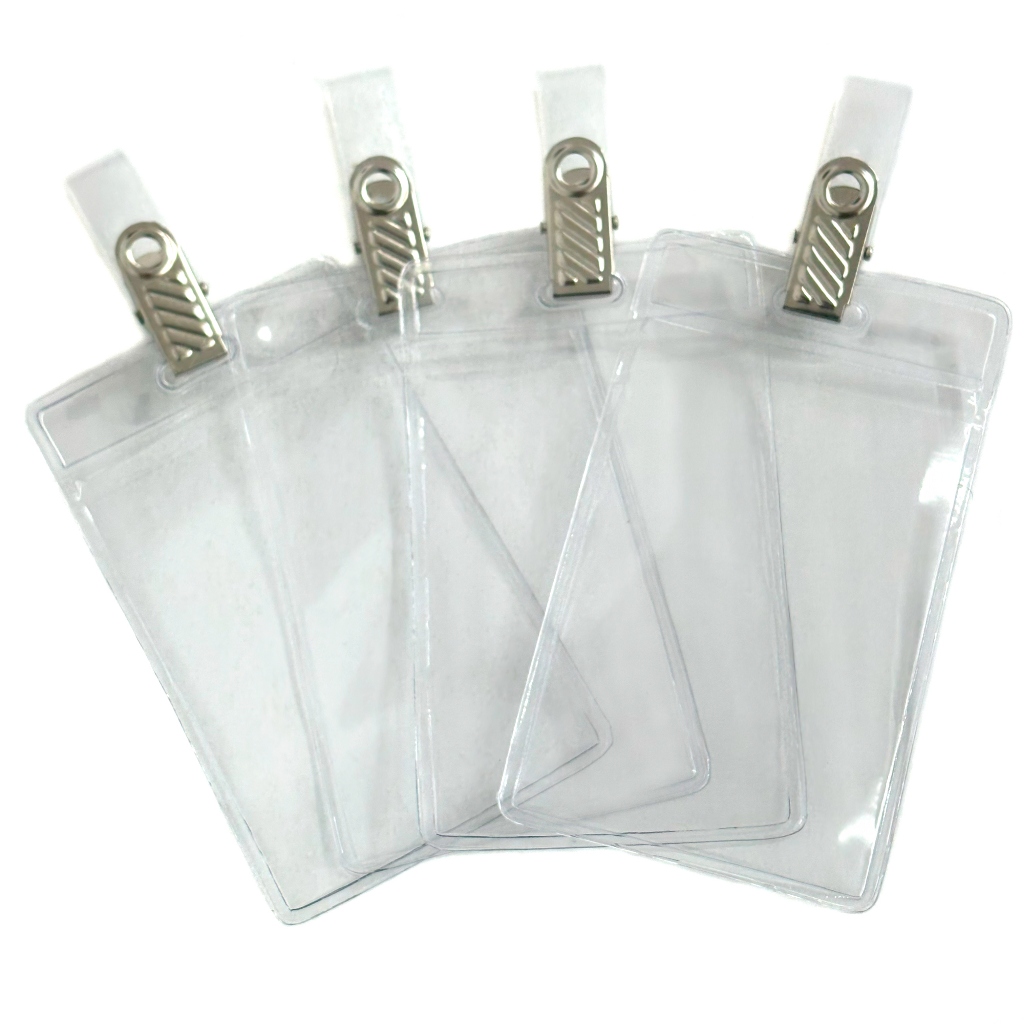 Porta Crachá PVC Cristal  58x89mm  com Presilha Jacaré com Alça Leitosa em Oferta na Shopee