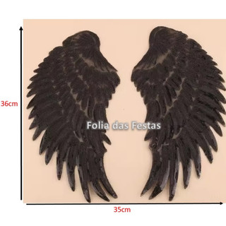 Aplique Costura Paetê 1 Par De Asas 36x 35cm - preta, prata ou colorida em Oferta na Shopee