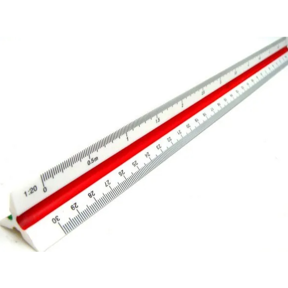 Escalímetro Triangular 30cm 6 escalas KIT