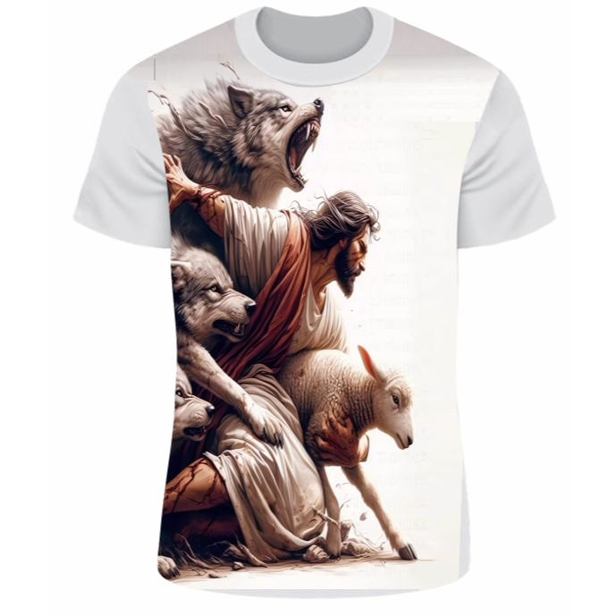 Camiseta/Blusa Cristã Evangélica Jesus e os Lobos