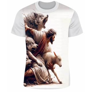 Camiseta/Blusa Cristã Evangélica Jesus e os Lobos