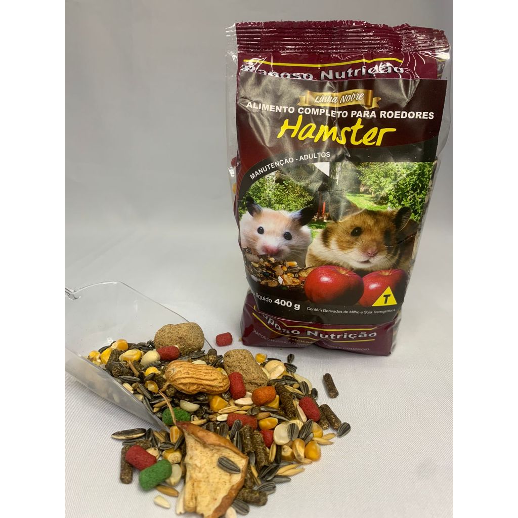 MIX DE SEMENTES E FRUTAS P/ HAMSTER COELHO CHINCHILA E ROEDORES  400GR