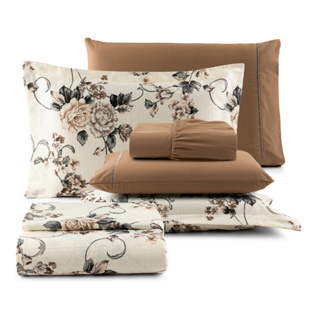 Kit Cobre Leito Casal Queen 6 Peças Tecido 100% Algodão Colcha Piquet De Luxo Estampado Queem Jogo De Cama Quenn em Oferta na Shopee