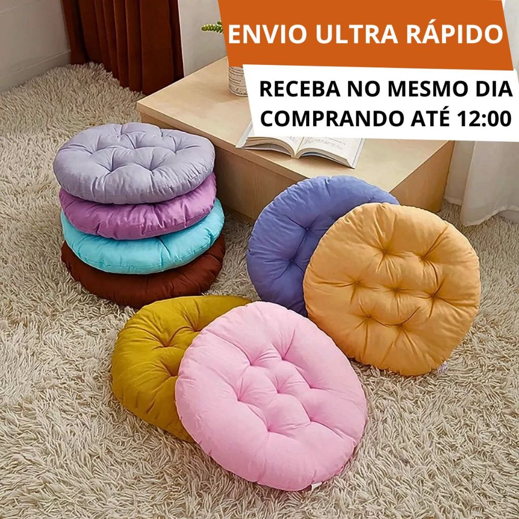 Assento Almofada Futon Liso Redondo Sofá Assento Cadeira Pallet Poltrona Decorativo Macio 40cm