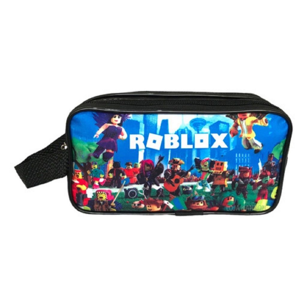 Estojo Escolar Roblox Preto 2 Ziperes