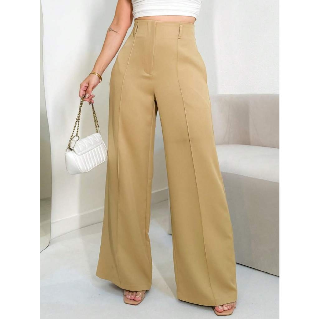 Calça Feminina Alfaitaria Pantalona Estilosa Tendencia Calça Feminina P M G