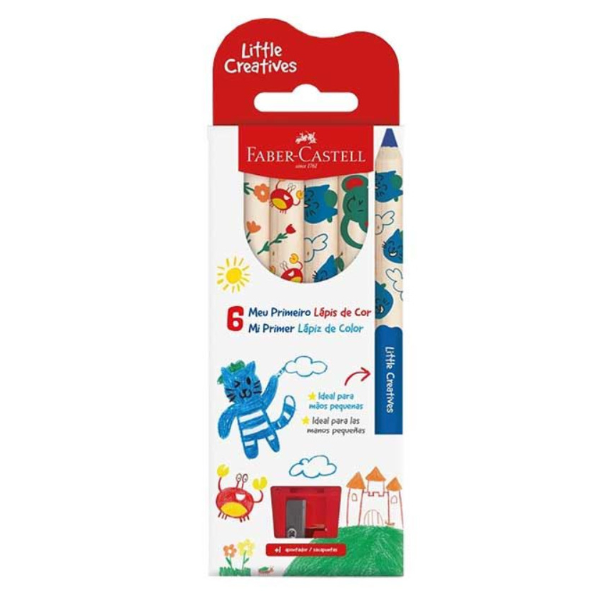 Lápis De Cor 6 Cores Little Creatives + Apontador FABER-CASTELL