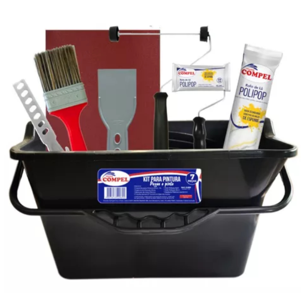 KIT PARA PINTURA 7 PEÇAS + LIXA DE BRINDE COMPEL