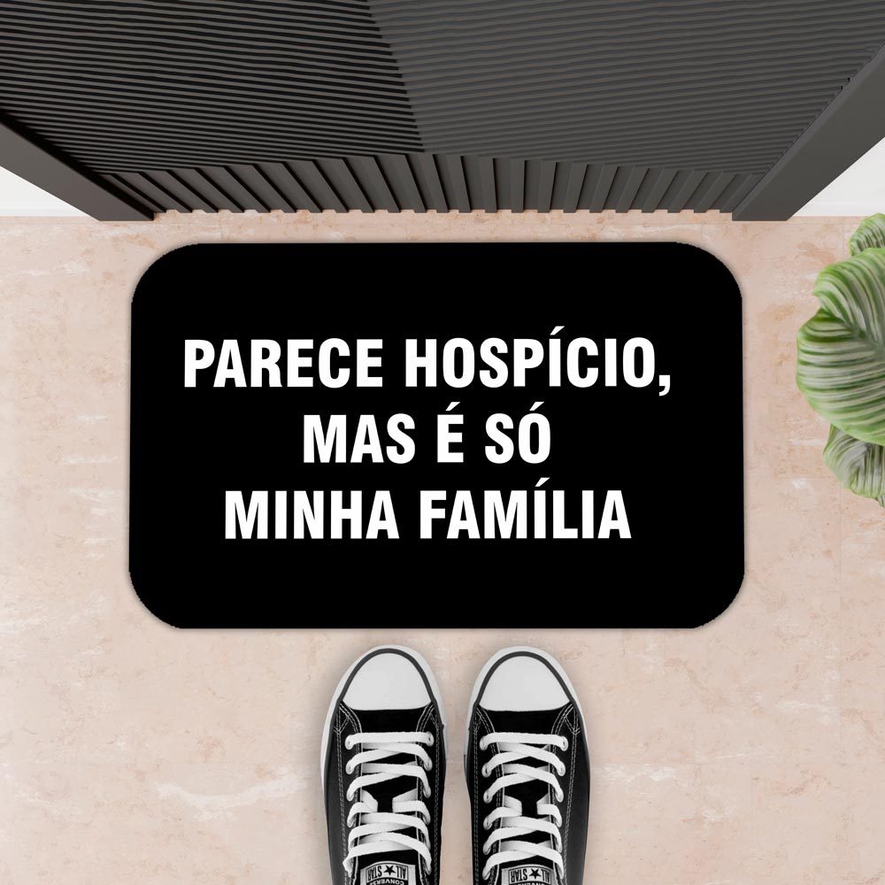 Tapete Decorativo Para Porta, sala e entrada, Antiderrapante Borracha Engraçado - 34X60 - PARECE HOSPÍCIO