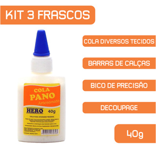 Cola Pano Artesanato 40g - Marca Hero - Kit C/ 3 frascos em Oferta na Shopee