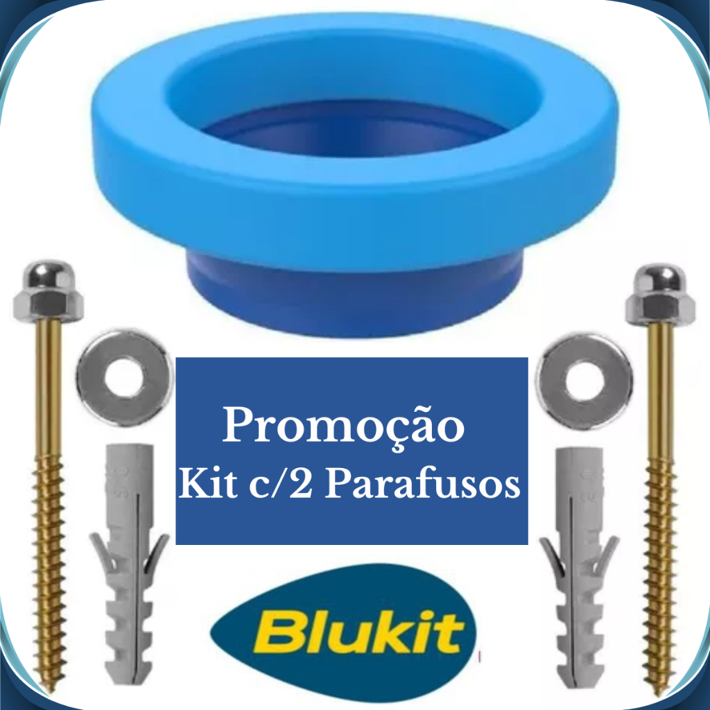 Anel de Vedação Blukit Com Guia + 2 Parafuso Castelo Bucha 10 Guia para Vaso Sanitário Bacia Bolsa de Vedação