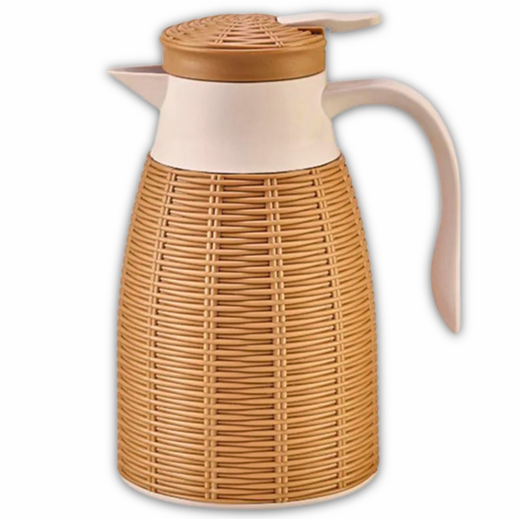 Garrafa Termica Rattan  Cafe Cha Agua Quente Leite Suco Bebidas Luxo Gourmet 1L Promoção