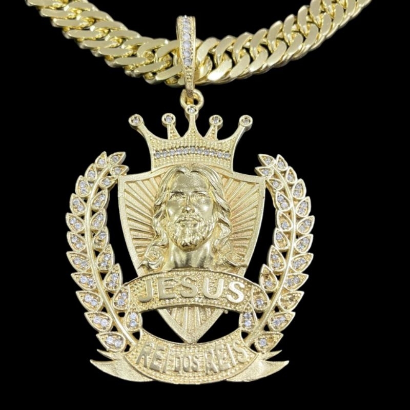 Pingente Medalhão Para Corrente E Colares Jesus Rei dos Reis Grosso De Moeda Antiga