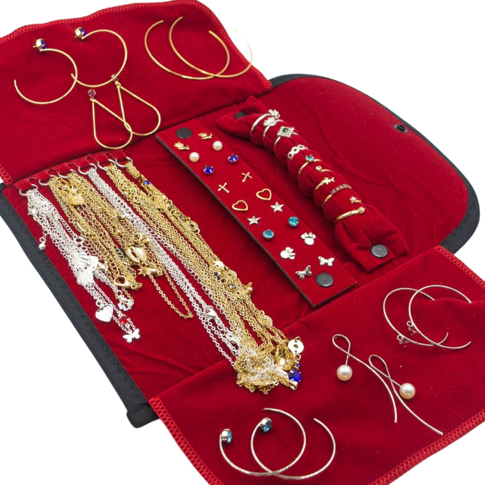 Kit Semi Joias 20pçs + Mostruario Porta Joias Revender Atacado Folheados Ouro18k e Prata + brinde