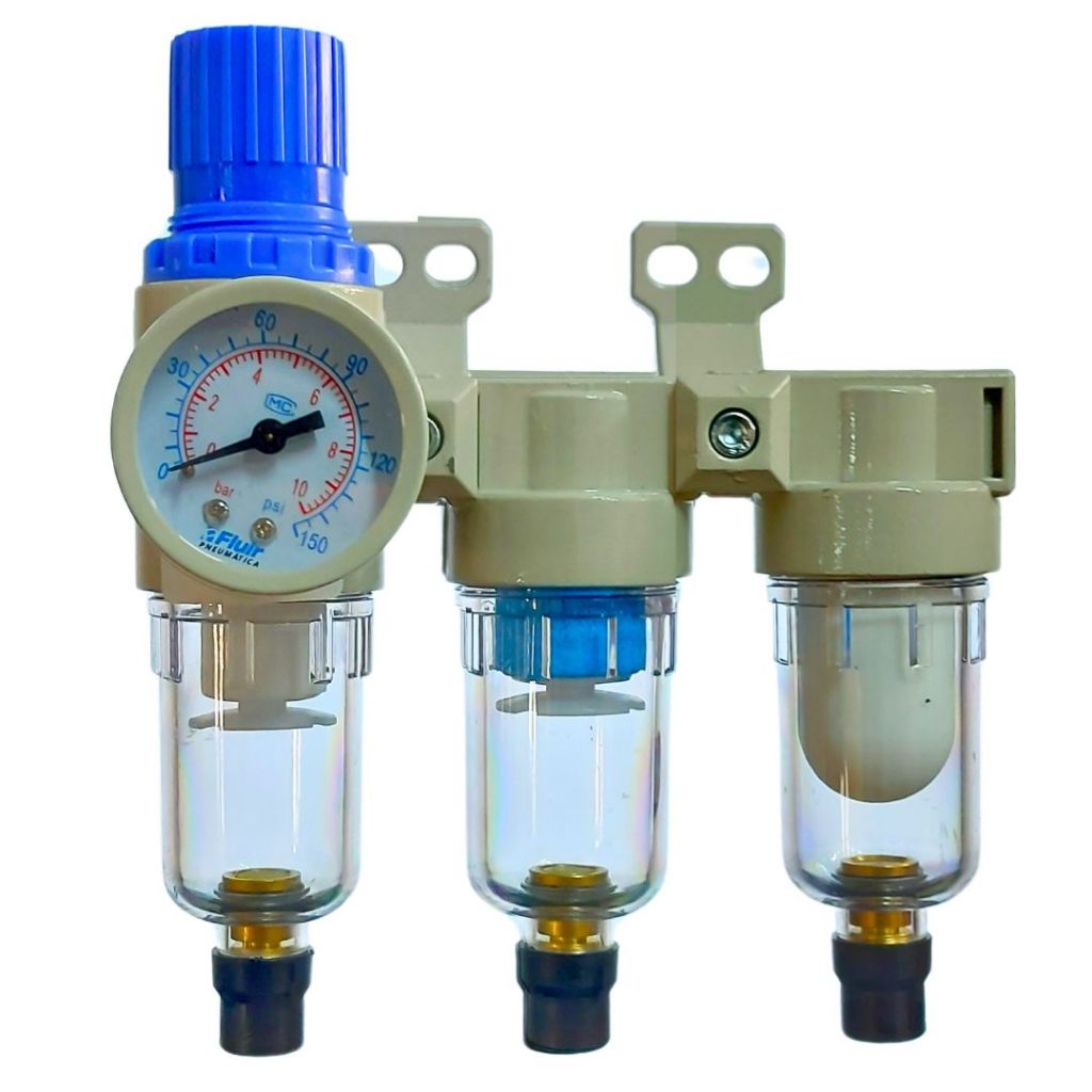 Filtro De Ar Compressor Odontológico 1/4 Triomini Conjunto 3 Peças Fluir